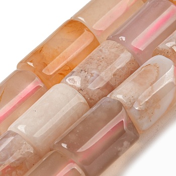 Natural Cherry Blossom Agate Beads Strands, Column, 12x8~8.5mm, Hole: 1.4mm, about 32pcs/strand, 14.49''(36.8cm)