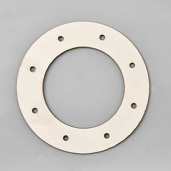 Unfinished Wood Wreath Frame, Round Ring, Floral White, 130x2mm, Hole: 5mm, Inner Diameter: 80mm