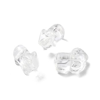 Natural Quartz Crystal Carved Half Hole Beads, Rock Crystal Animal Beads, Goat, 15x23x9.5mm, Hole: 1mm