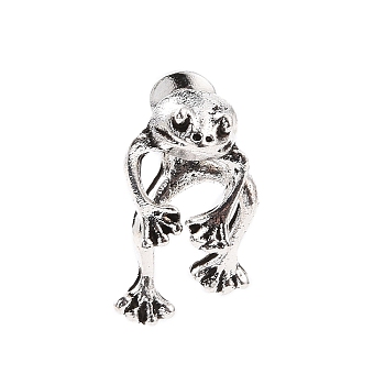 Alloy Frog Front Back Stud Earrings for Men Women, Antique Silver, 11x8.5mm, Pin: 0.7mm