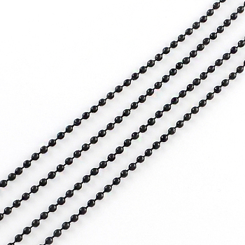 Electrophoresis Soldered Iron Ball Bead Chains, with Spool, Black, 1.5mm, about 328.08 Feet(100m)/roll