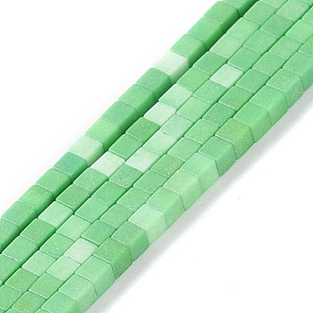 Natural Agate Beads Strands, Dyed, Cube, Light Green, 2x2x2mm, Hole: 1mm, about 150pcs/strand, 15.08 inch(38.3cm)