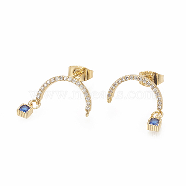Brass Micro Pave Cubic Zirconia Stud Crawler Earrings(EJEW-R010-04A)-2