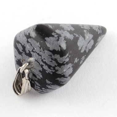 Natural Snowflake Obsidian Stone Pendants with Platinum Plated Iron Findings(G-R278-71)-2