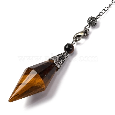 Natural Tiger Eye Rhombus Faceted Poined Dowsing Pendulums(G-Q184-05H-AS)-4