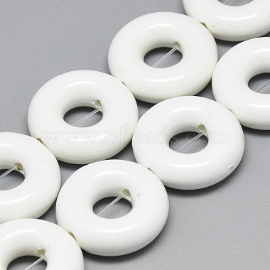 18mm White Donut Porcelain Beads