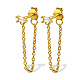 серьги-гвоздики с цепочками из настоящего 18каратного золота 925 стерлингового серебра спереди и сзади(PA4661-2)-1