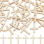 50Pcs Wood Pendants, Cross, Bisque, 40x30x5mm, Hole: 1.2mm(WOOD-SC0001-69)