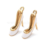 304 Stainless Steel Charms, with Enamel, High-Heeled Shoes Charms, Golden, White, 14.5x12x4mm, Hole: 1.2mm(SA-D002-17A-G)