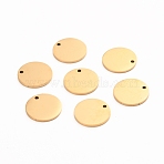 Ion Plating(IP) 304 Stainless Steel Charms, Mirror Polished Finish, Stamping Blank Tag, Laser Cut, Flat Round, Golden, 12x1mm, Hole: 1.2mm(STAS-I141-03B-G)