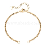 4MM 304 Stainless Steel Rolo Chain Bracelet Making, with Jump Rings, Golden, 6.30 inch(16cm)(AJEW-JB01464-01)