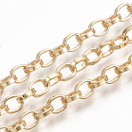 Iron Cable Chains, Unwelded, with Spool, Flat Oval, Light Gold, 5.5x4.3x1.2mm, about 164.04 Feet(50m)/roll(CH-T001-02KC)