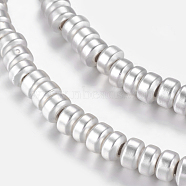 Non-magnetic Synthetic Hematite Beads Strands, Frosted, Rondelle, Silver Plated, 3x2mm, Hole: 1mm, about 206pcs/strand, 16.1 inch(41cm)(G-P338-26B-2x3mm-MS)