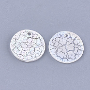 Acrylic Pendants, Crackle & AB Color, Flat Round, Creamy White, 15x1.5mm, Hole: 1.5mm(X-CACR-Q034-08A)