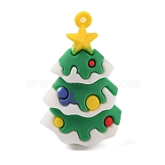 PVC Plastic Pendants, For Christmas, Green, Christmas Tree, 47.5x30.5x19mm, Hole: 2.5mm(KY-I010-03B)