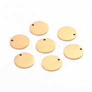 Ion Plating(IP) 304 Stainless Steel Charms, Polished, Stamping Blank Tag, Laser Cut, Flat Round, Golden, 12x1mm, Hole: 1.2mm(STAS-I141-03B-G)