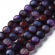 Natural Agate Beads Strands, Dyed & Heated, Faceted, Flat Round, Indigo, 6x4mm, Hole: 1mm, about 62pcs/strand, 14.76 inch(37.5cm)(G-N326-98D)