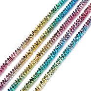Rainbow Color Electroplate Non-magnetic Synthetic Hematite Beads Strands, Faceted, Rondelle, Multi-color Plated, 6x3mm, Hole: 0.8mm, about 128pcs/strand, 15.35 inch(39cm)(G-L489-F02)