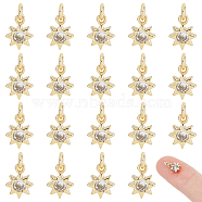 20Pcs Brass Micro Pave Cubic Zirconia Pendants, with Jump Ring, Long-Lasting Plated, Sun, Golden, 8x6.5x2.5mm, Hole: 2.5mm(KK-DC0001-88)