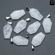 Natural Quartz Crystal Pendants, Halloween Coffin Charms, 30x19mm(PW-WG38001-17)