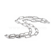 201 Stainless Steel Paperclip Chain Necklace for Men Women, Stainless Steel Color, 20.67 inch(52.5cm)(NJEW-I122-06P)