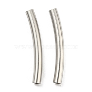 304 Stainless Steel Tube Beads, Curved Tube, Stainless Steel Color, 25x3mm, Hole: 2.5mm(STAS-B047-27I-P)