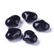 Synthetic Blue Goldstone Beads, No Hole/Undrilled, Heart, 20x25x11~13mm(G-F659-A39)