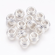 Tibetan Style Spacer Beads, Lead Free & Cadmium Free, Rondelle, Silver Color Plated, Size: about 12mm in diameter, 7mm thick, hole: 6.5mm(X-LF10319Y-S)