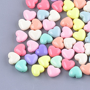Opaque Acrylic Beads, Heart, Mixed Color, 15x17x9.5mm, Hole: 2.5mm(X-SACR-Q100-M067)