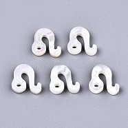 Natural White Shell Beads, Mother of Pearl Shell Beads, Top Drilled Beads, Constellation/Zodiac Sign, Leo, 11.5x11.5x2.5mm, Hole: 0.8mm(SSHEL-ZX004-02J)