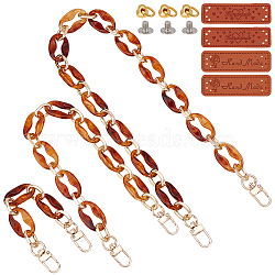 WADORN DIY Bag Strap Making Kit, Including 3Pcs Resin Curb Chains,  3 Set Brass Screw Nut, 4Pcs PU Leather Labels, Chocolate, Chain: 3pcs/bag(DIY-WR0001-16)