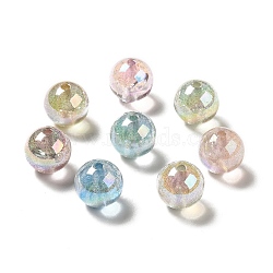 UV Plating Transparent Rainbow Iridescent Acrylic Beads, Glitter Beads, Round, Mixed Color, 15.5~16x15.5mm, Hole: 2.6~2.7mm(OACR-D010-01)