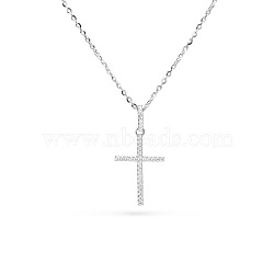 TINYSAND CZ Jewelry 925 Sterling Silver Cubic Zirconia Cross Pendant Necklaces, Silver, 18 inch(TS-N017-S-18)