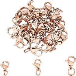 304 Stainless Steel Lobster Claw Clasps, Rose Gold, 30pcs/box(STAS-UN0019-73RG)