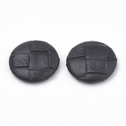 Imitation Leather Covered Cabochons, with Aluminum Bottom, Half Round/Dome, Platinum, Black, 19x5~6mm(WOVE-N006-01A)