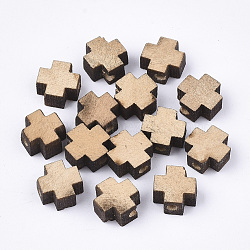 Natural Wooden Beads, Cross, Navajo White, 8x8x4mm, Hole: 1.6mm(X-WOOD-S050-42A-03)