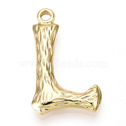 Brass Pendants, Letter Charms, Letter L, 22x13.5x3mm, Hole: 1.6mm(KK-N254-218G-L)