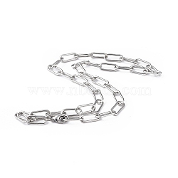 201 Stainless Steel Paperclip Chain Necklace for Men Women, Stainless Steel Color, 20.67 inch(52.5cm)(NJEW-I122-06P)