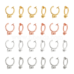 12 Pairs 4 Colors Brass Clip-on Earring Findings, Clip-on Earring Converter, Mixed Color, 13x1.5mm, Hole: 0.6mm, 3 Pair/color(KK-UN0001-55)