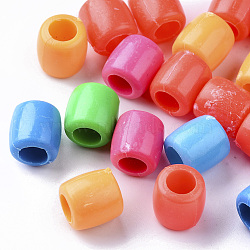Opaque Polystyrene(PS) Plastic European Beads, Large Hole Beads, Column, Mixed Color, 11.5x11mm, Hole: 6mm, about 500pc/500g(KY-I004-19)