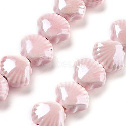 Handmade Porcelain Beads, Shell Shape, Lavender, 10x12x6.5mm, Hole: 2mm, about 35pcs/strand, 13.19''(33.5cm)(PORC-Q002-01N)