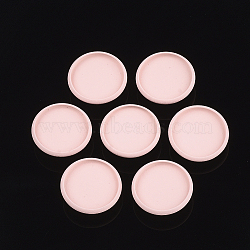 Spray Painted Environmental Iron Slide Charms Cabochon Settings, For Hair Band and Hair Tie Decoration, Flat Round, Pink, Tray: 18mm; 20x6mm, Hole: 3.5x5mm(IFIN-T009-17B-06)