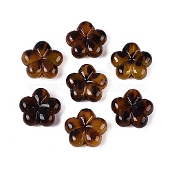 Leopard Print Opaque Acrylic Beads, Flower, Two Tone, Saddle Brown, 22~22.5x24x9.5~10mm, Hole: 2.8mm(OACR-N162-19A)