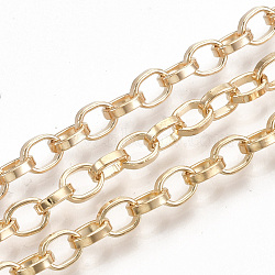 Iron Cable Chains, Unwelded, with Spool, Flat Oval, Light Gold, 5.5x4.3x1.2mm, about 164.04 Feet(50m)/roll(CH-T001-02KC)