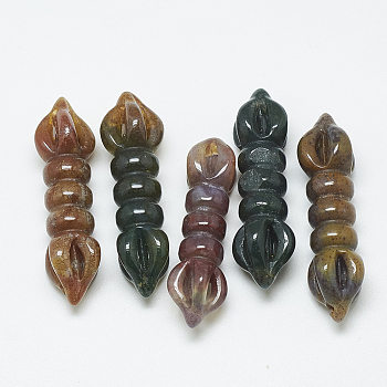 Natural Indian Agate Links connectors, Dorje Vajra, 44~46x10x10mm, Hole: 1.5mm
