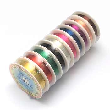 Round Copper Jewelry Wire, Mixed Color, 26 Gauge, 0.4mm, about 39.37 Feet(12m)/roll, 10 rolls/group