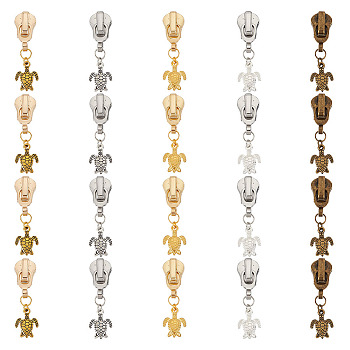 Alloy Replacement Zipper Sliders, Charm Zipper Pull, Sea Turtle Pattern, 4.2cm, 5pcs/set