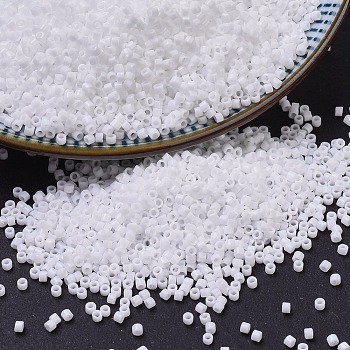 MIYUKI Delica Beads, Cylinder, Japanese Seed Beads, 11/0, (DB0200) Opaque White, 1.3x1.6mm, Hole: 0.8mm, about 2000pcs/10g