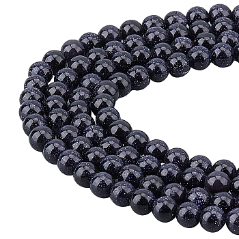 CHGCRAFT 4 Strands Synthetic Blue Goldstone Beads Strands, Round, 6mm, Hole: 0.8mm, about 65pcs/strand, 14~15 inch