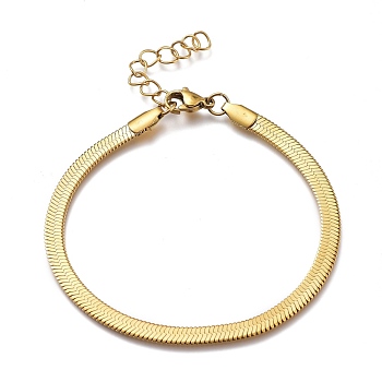 Unisex 304 Stainless Steel Herringbone Chain Bracelets, with Lobster Claw Clasps, Golden, 7 inch(17.9cm), 4.3mm